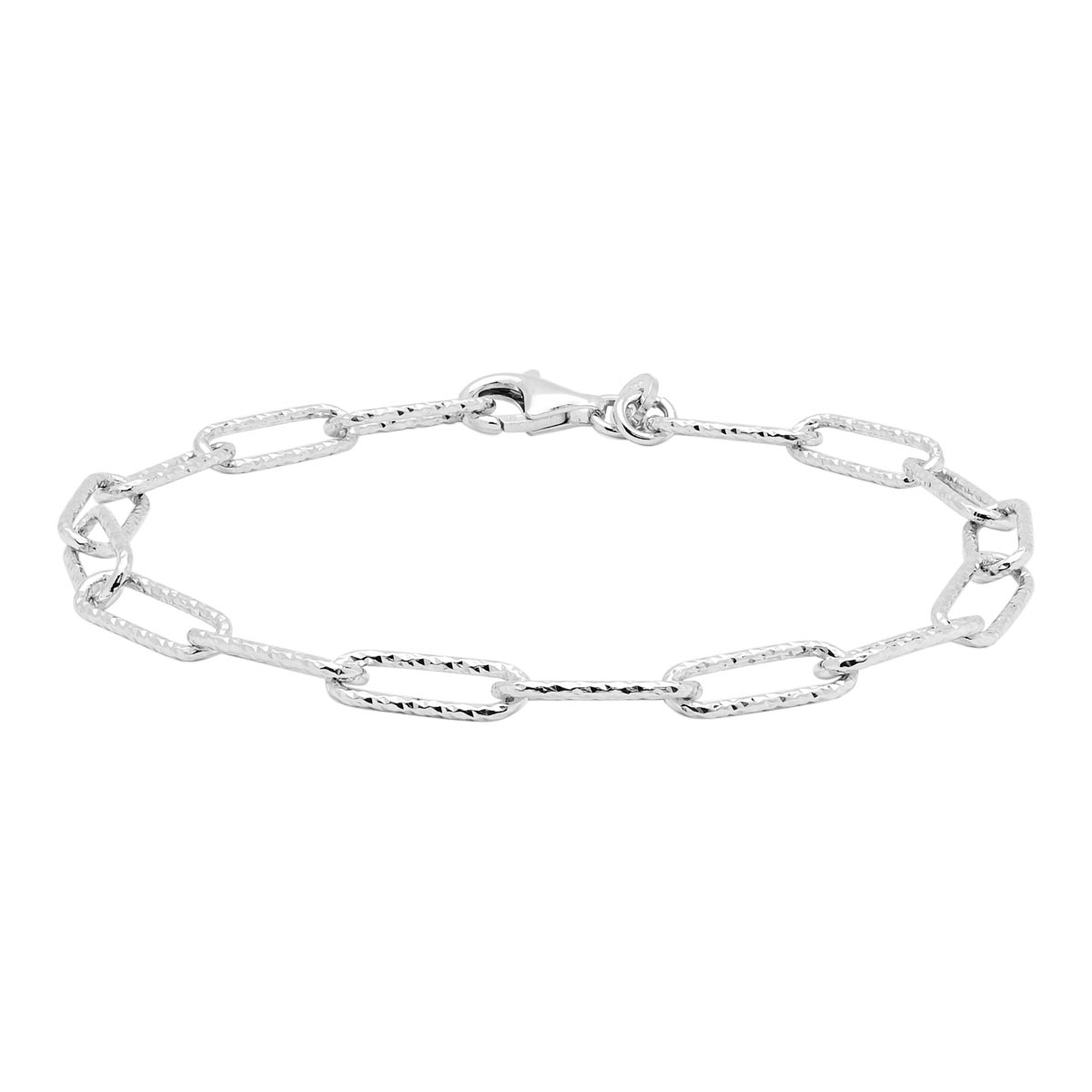 Etched Paperclip Bracelet in Sterling Silver