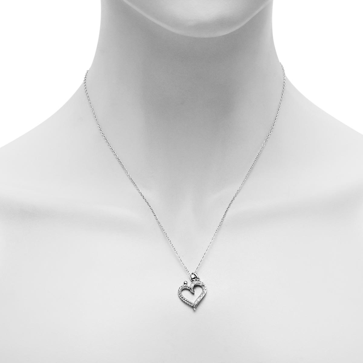 Mother and Child Heart Necklace in Sterling Silver with Diamonds (.03ct tw)