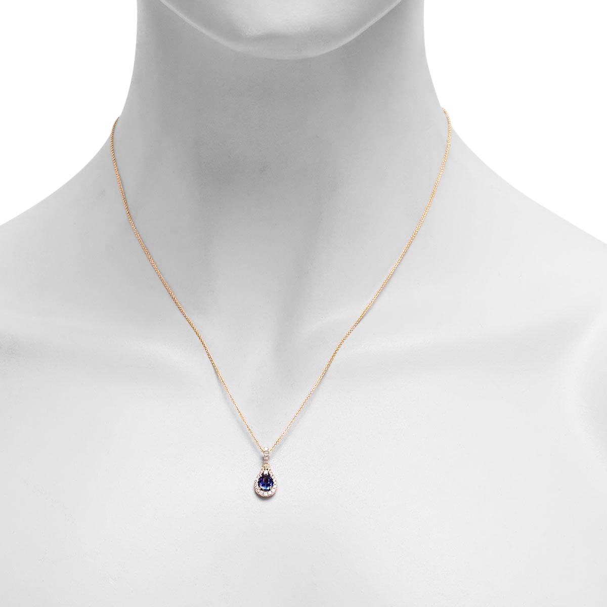 Oval Sapphire Necklace in 14kt Yellow Gold with Diamonds (1/5ct tw)