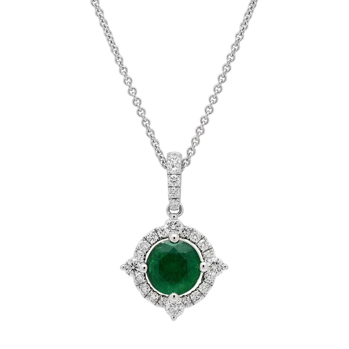 Emerald Necklace in 14kt White Gold with Diamonds (1/4ct tw)