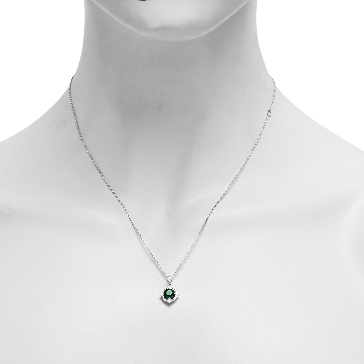 Emerald Necklace in 14kt White Gold with Diamonds (1/4ct tw)