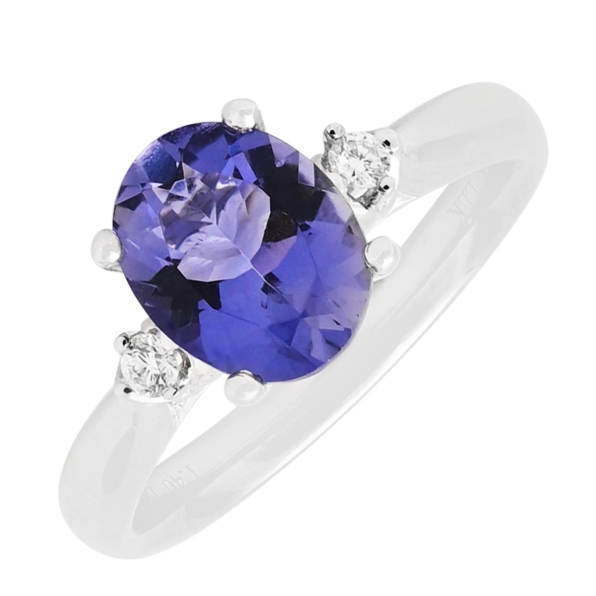 Oval Iolite Ring in 14kt White Gold with Diamonds (1/20ct tw)