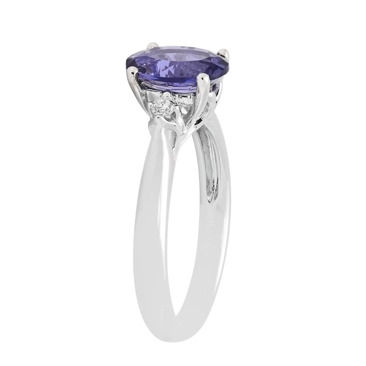 Oval Iolite Ring in 14kt White Gold with Diamonds (1/20ct tw)