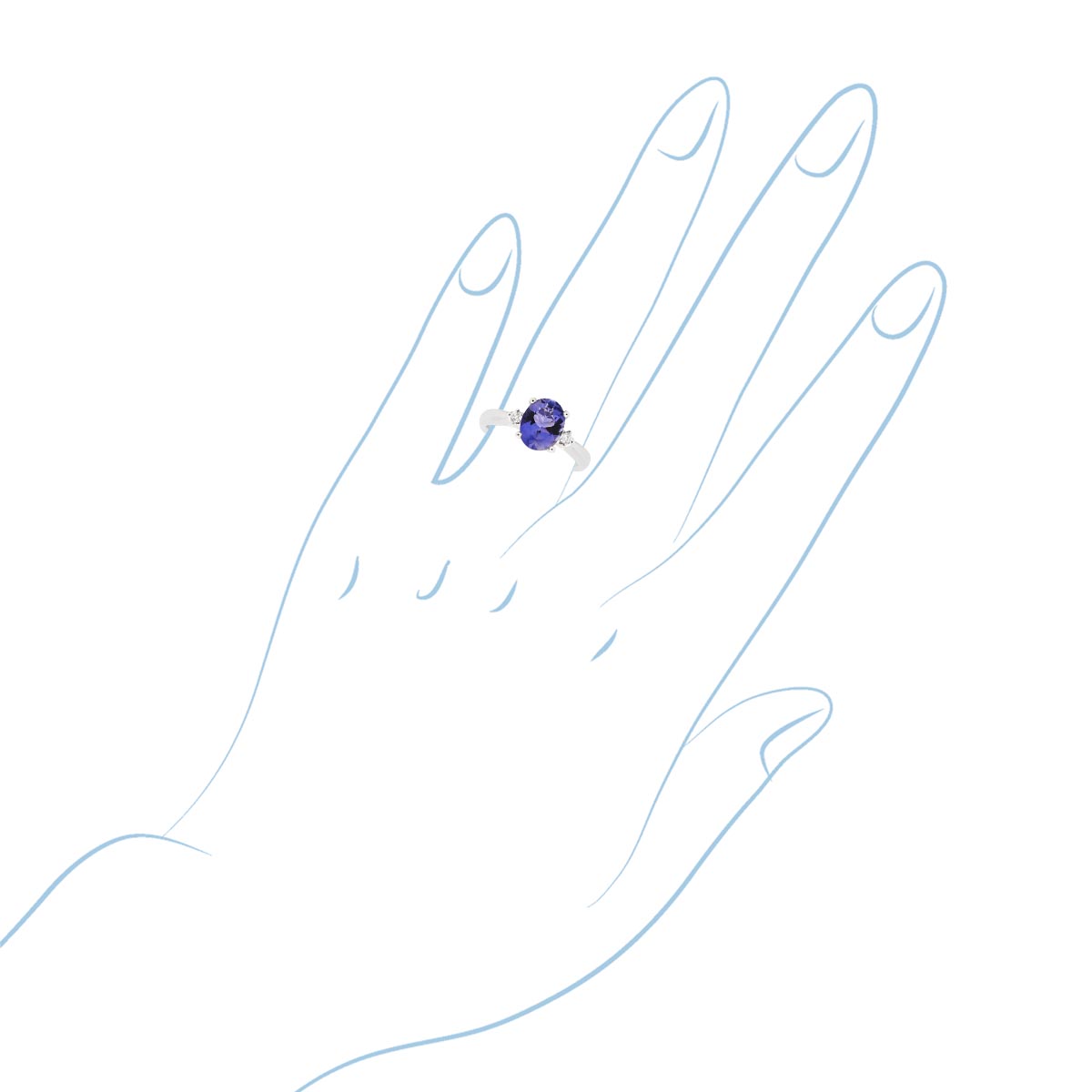 Oval Iolite Ring in 14kt White Gold with Diamonds (1/20ct tw)
