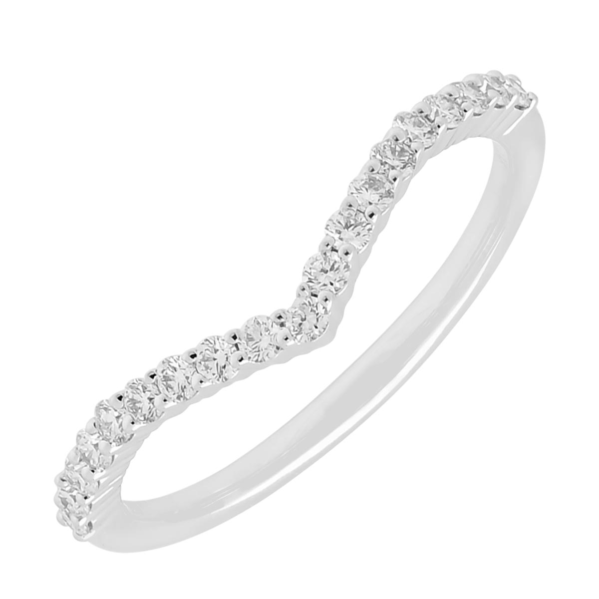 Diamond Curved Wedding Band in 14kt White Gold (1/4ct tw)