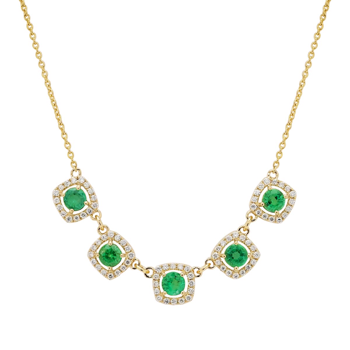 Emerald Necklace in 14kt Yellow Gold with Diamonds (1/3ct tw)