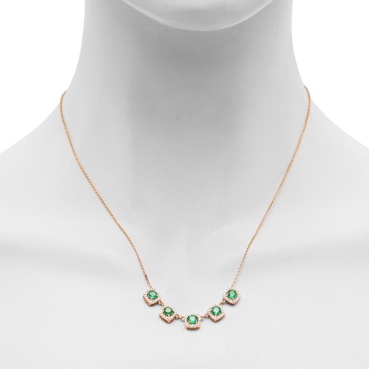 Emerald Necklace in 14kt Yellow Gold with Diamonds (1/3ct tw)