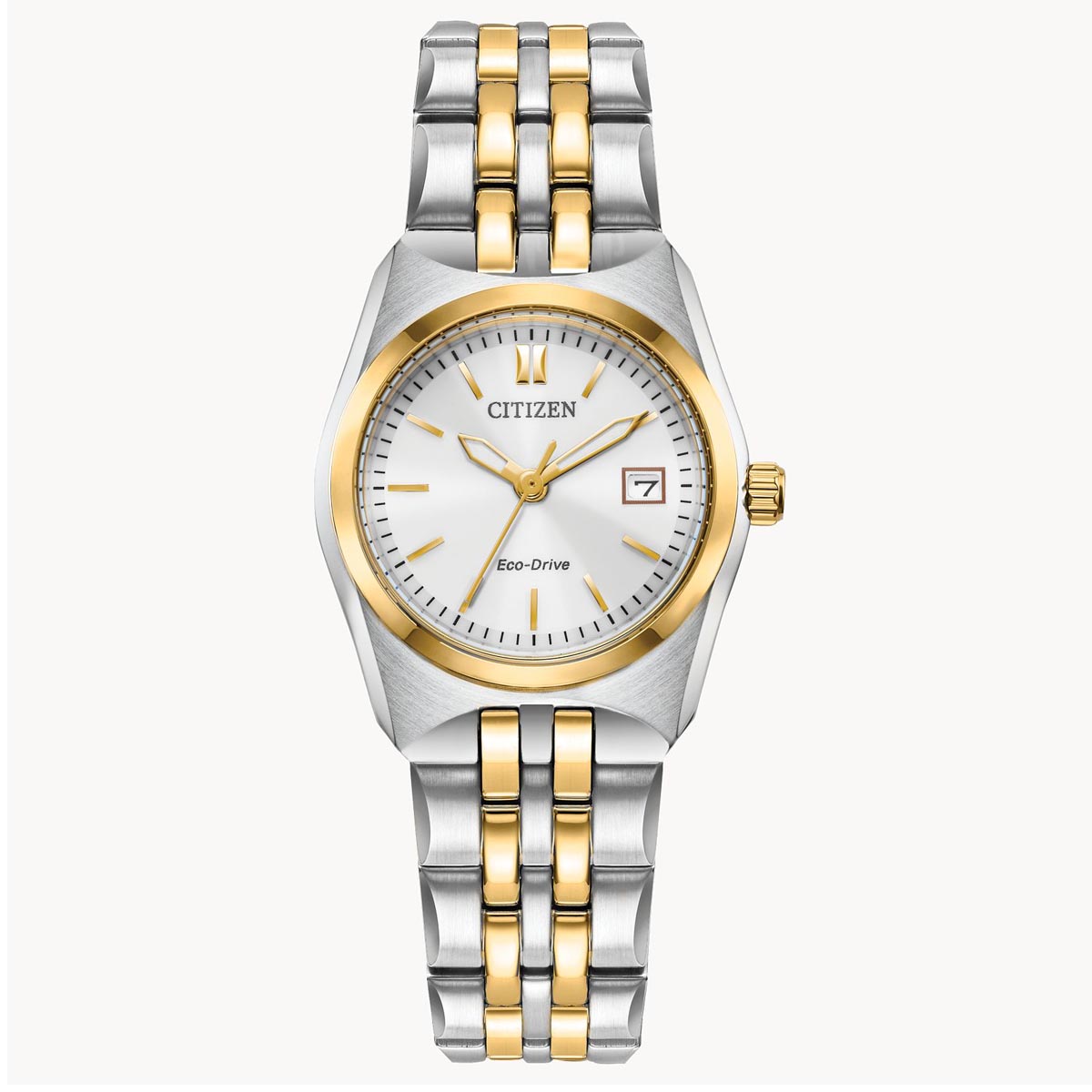 Citizen Corso Womens Watch with White Dial and Stainless Steel and Yellow Gold Toned Bracelet (eco drive movement)