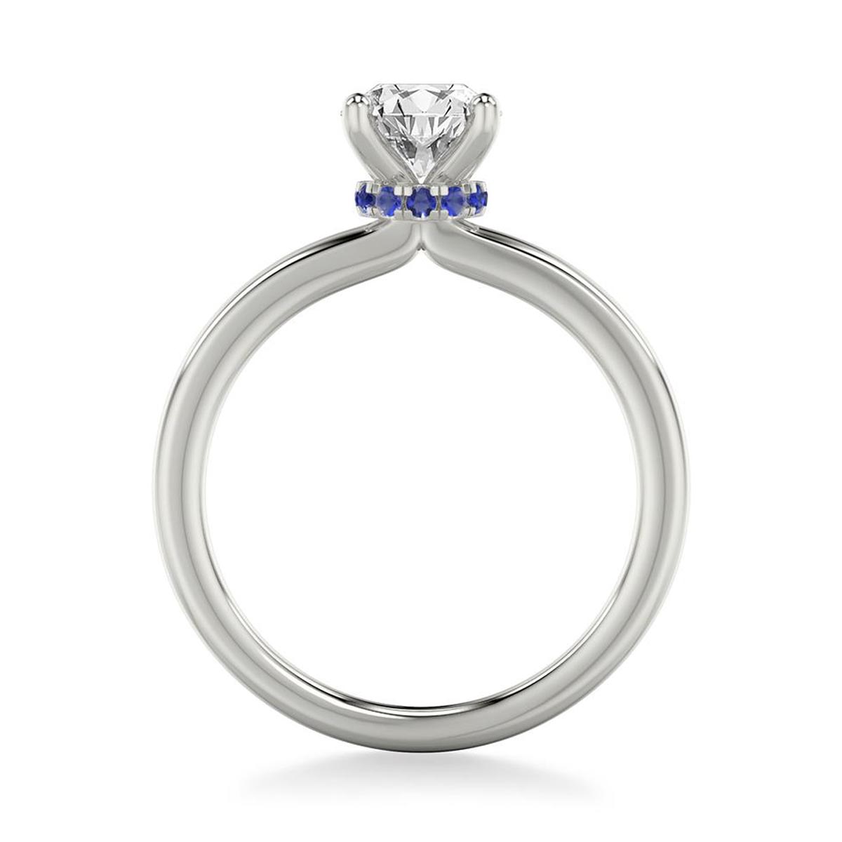 Artcarved Classic Oval Diamond Solitaire Engagement Ring Setting in 14kt White Gold with Hidden Sapphire Halo