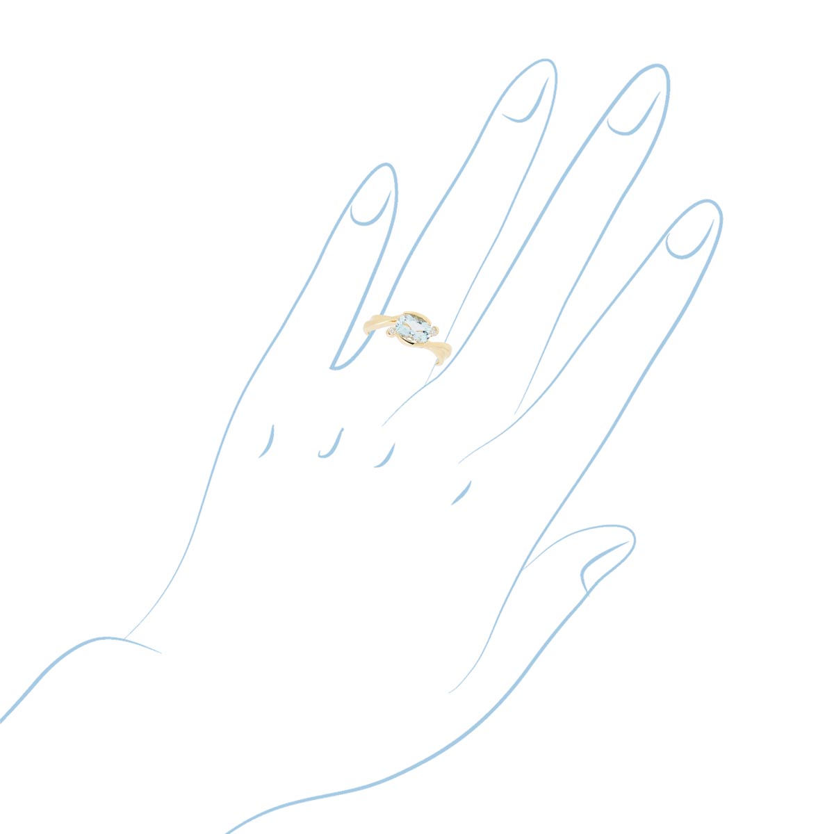 Oval Aquamarine Ring in 14kt Yellow Gold with Diamonds (1/20ct tw)