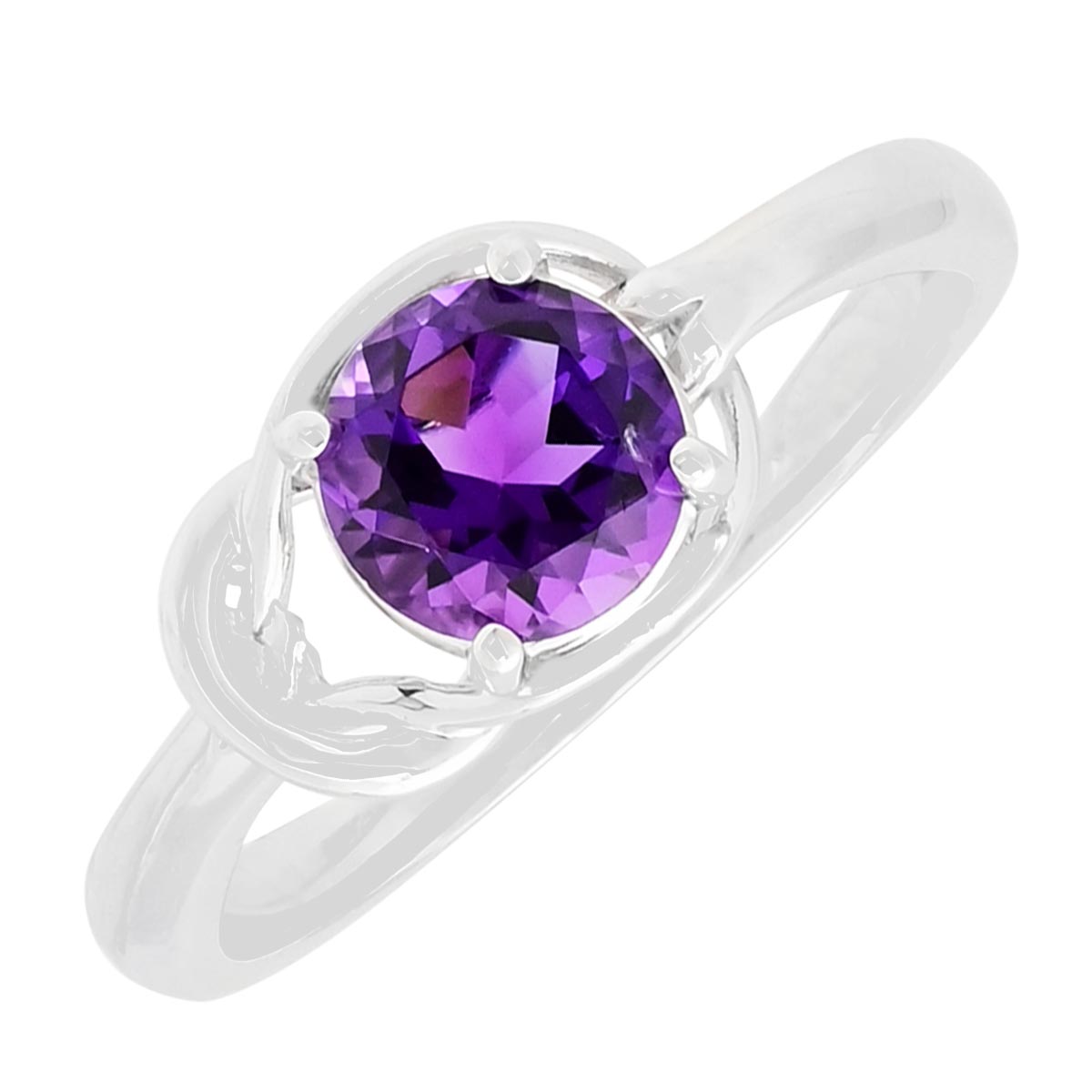 Amethyst Knot Ring in 14kt White Gold