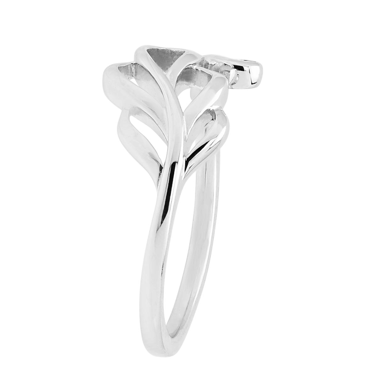 Diamond Leaf Ring in Sterling Silver (.01ct)