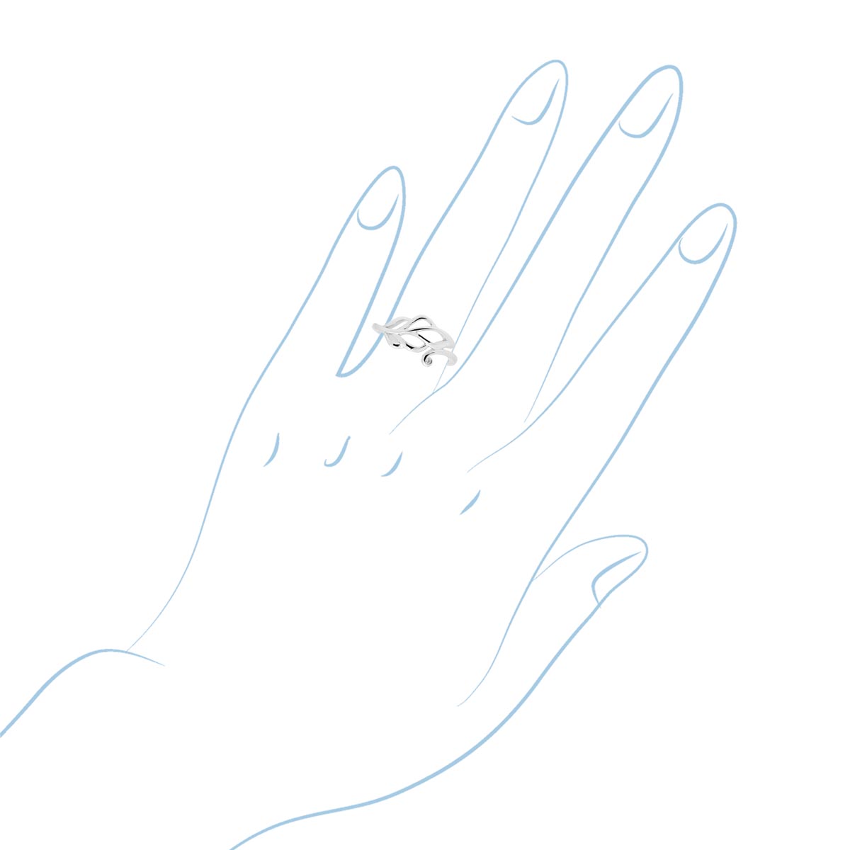 Diamond Leaf Ring in Sterling Silver (.01ct)