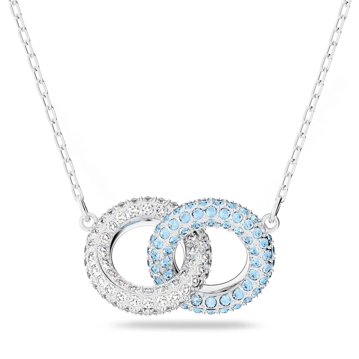 Swarovski Aqua Crystal Interlocking Circle Necklace