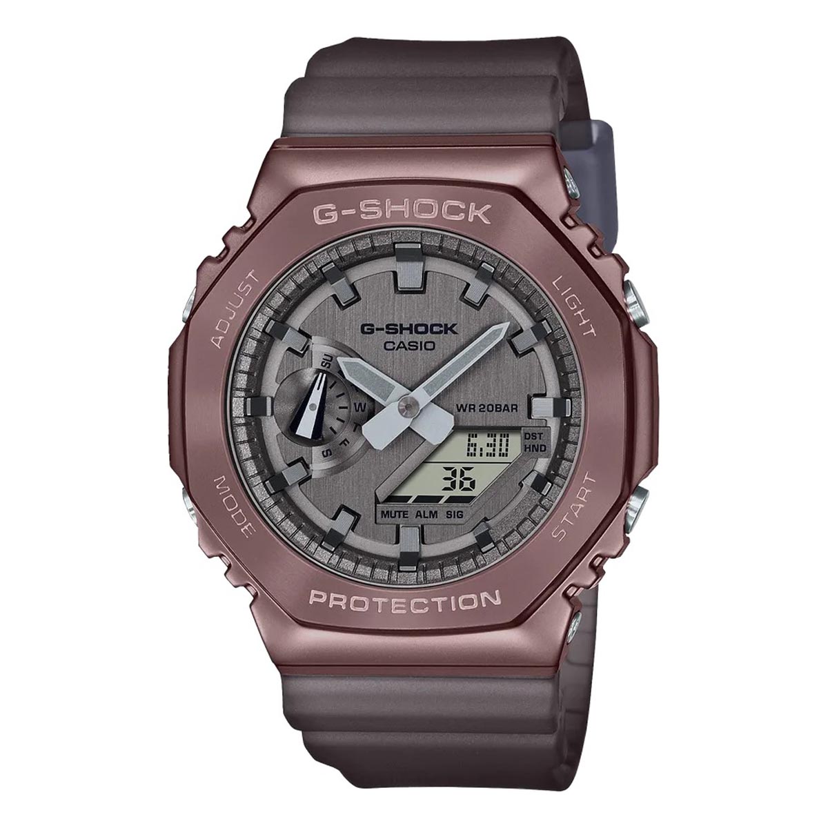G Shock Mens Watch with Grey Dial and Brown Translucent Strap (quartz movement)