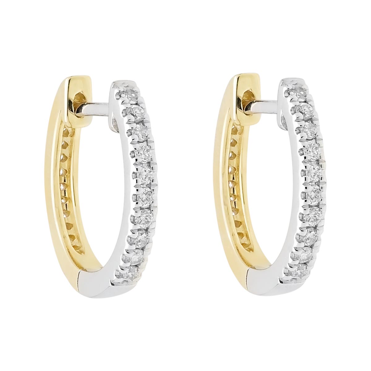 Diamond Reversible Hoop Earrings in 10kt White and Yellow Gold (1/4ct tw)