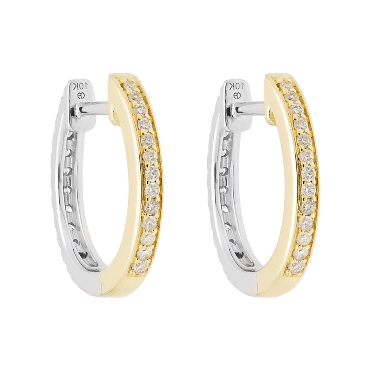 Diamond Reversible Hoop Earrings in 10kt White and Yellow Gold (1/4ct tw)