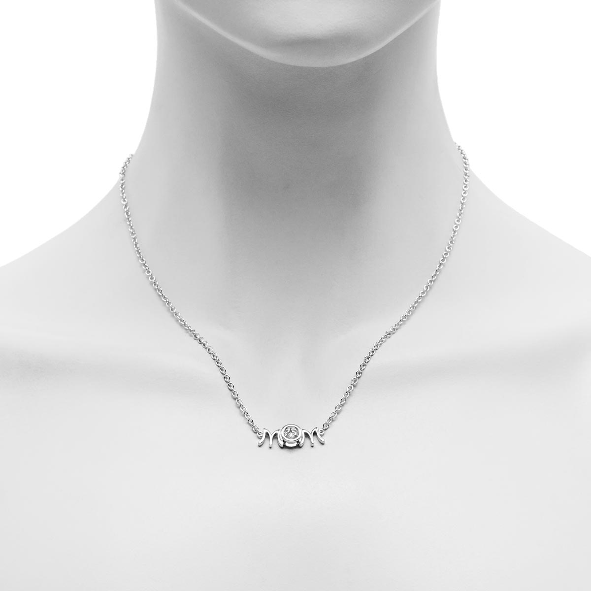 Diamond Heartbeat Mom Necklace in Sterling Silver (1/20ct)