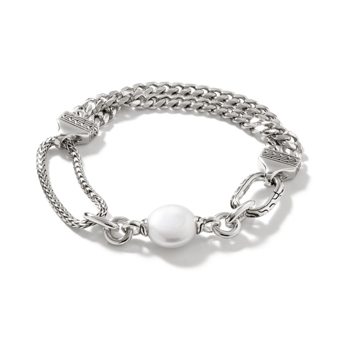 John Hardy Classic Chain Collection Cultured Freshwater Pearl Bracelet in Sterling Silver (13mm pearl)