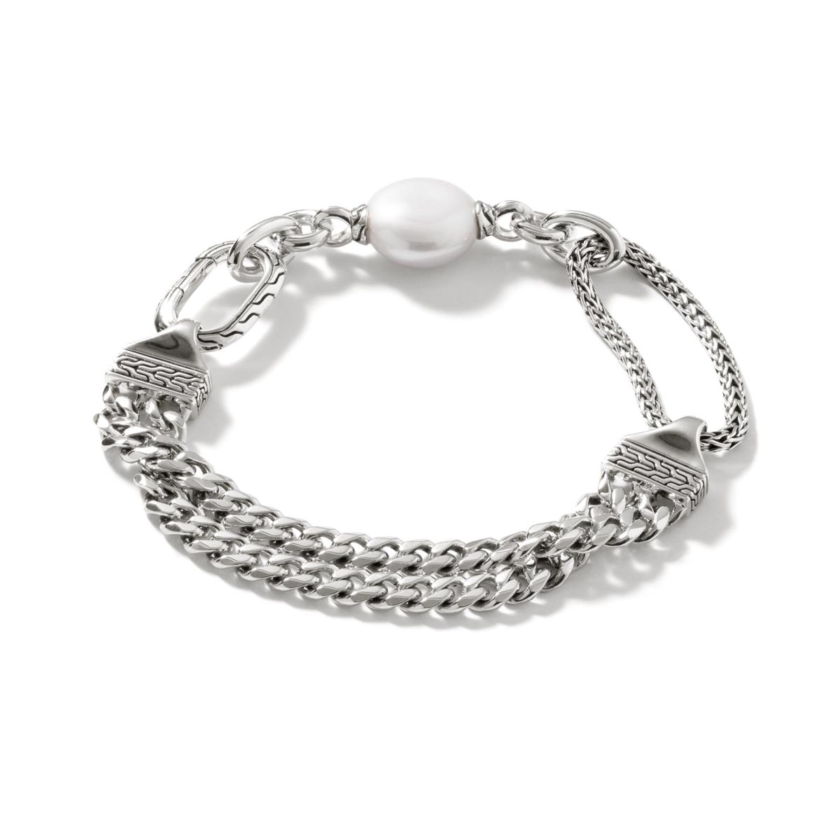 John Hardy Classic Chain Collection Cultured Freshwater Pearl Bracelet in Sterling Silver (13mm pearl)