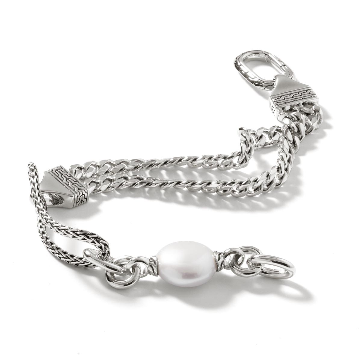 John Hardy Classic Chain Collection Cultured Freshwater Pearl Bracelet in Sterling Silver (13mm pearl)