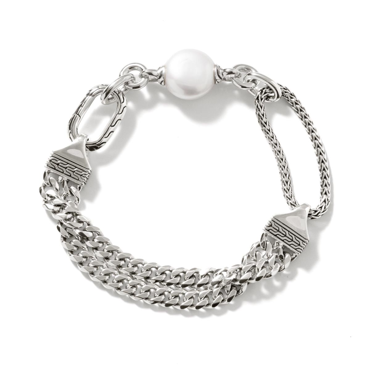 John Hardy Classic Chain Collection Cultured Freshwater Pearl Bracelet in Sterling Silver (13mm pearl)