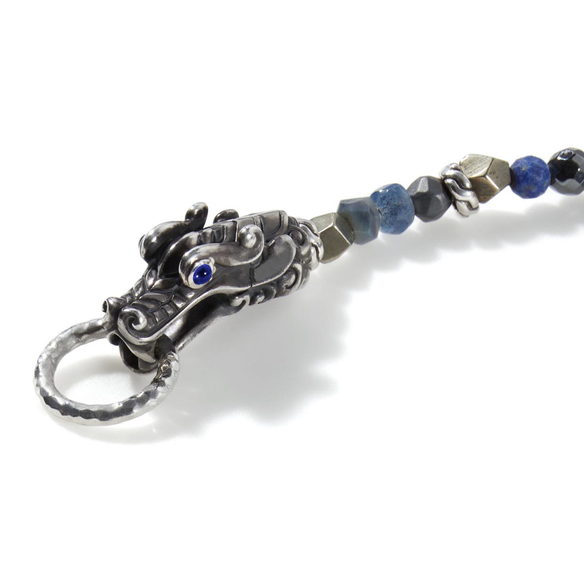 John Hardy Legends Naga Sapphire Double Dragon Head Bracelet in Sterling Silver with Multicolor Beads