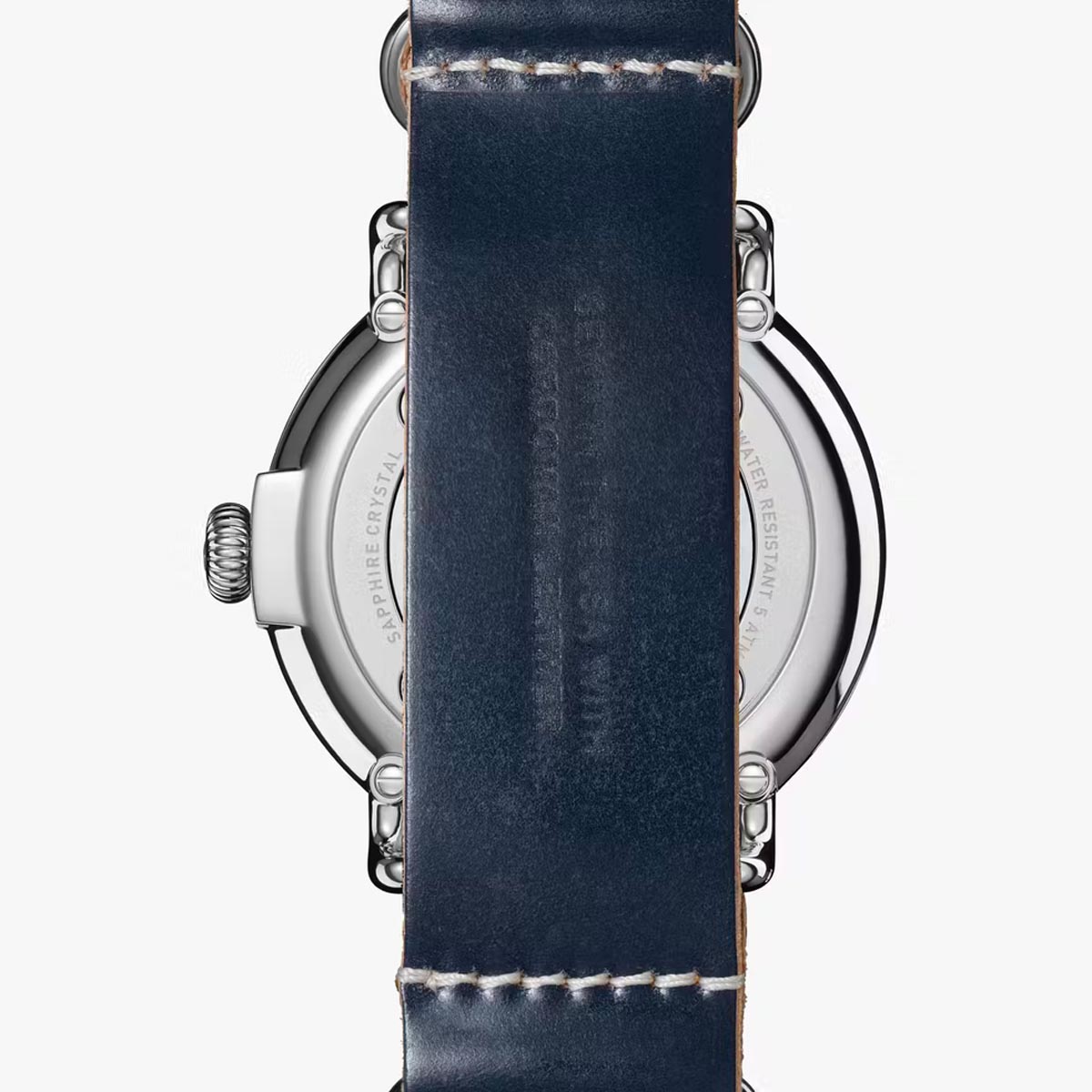 Shinola Runwell Mens Watch with White Dial and Navy Blue Leather Bracelet (quartz movement)