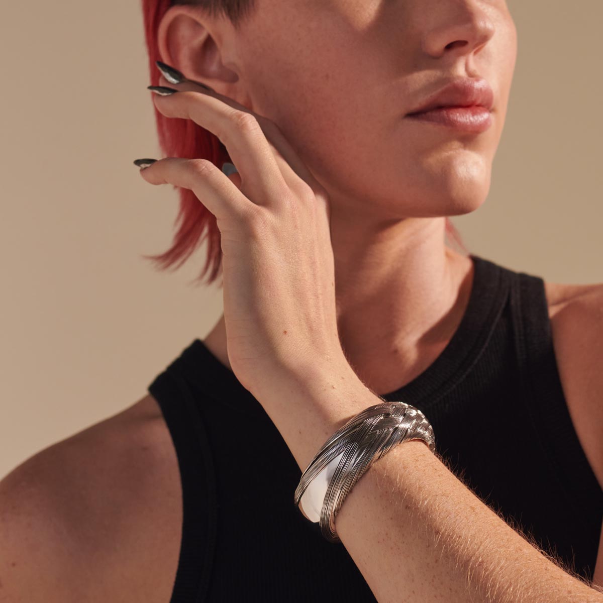 John Hardy Bamboo Collection Woven Cuff Bracelet in Sterling Silver