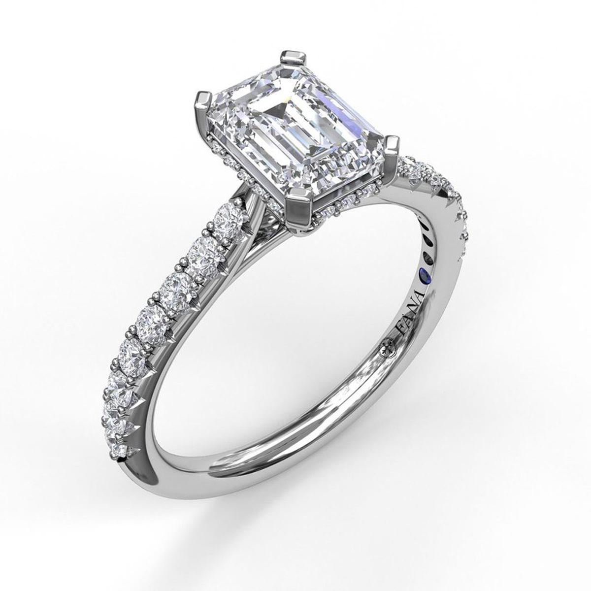 Fana Radiant Cut Hidden Halo Diamond Engagement Ring Setting in 14kt White Gold (3/8ct tw)