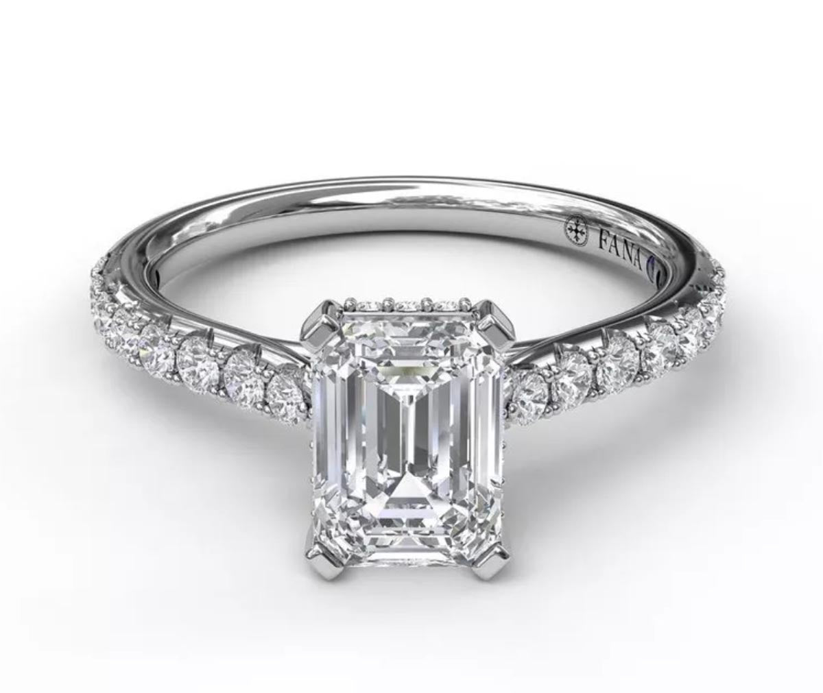 Fana Radiant Cut Hidden Halo Diamond Engagement Ring Setting in 14kt White Gold (3/8ct tw)