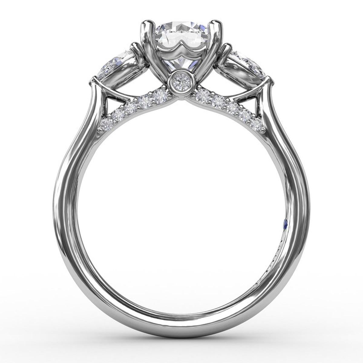 Fana Classic Oval Three Stone Pear Shape Diamond Engagement Ring Setting in 14kt White Gold (1/2ct tw)