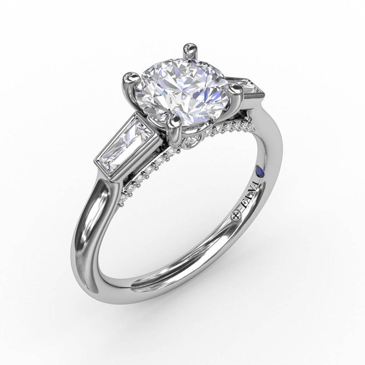 Fana Three Stone Baguette Diamond Engagement Ring Setting in 14kt White Gold (1/3ct tw)