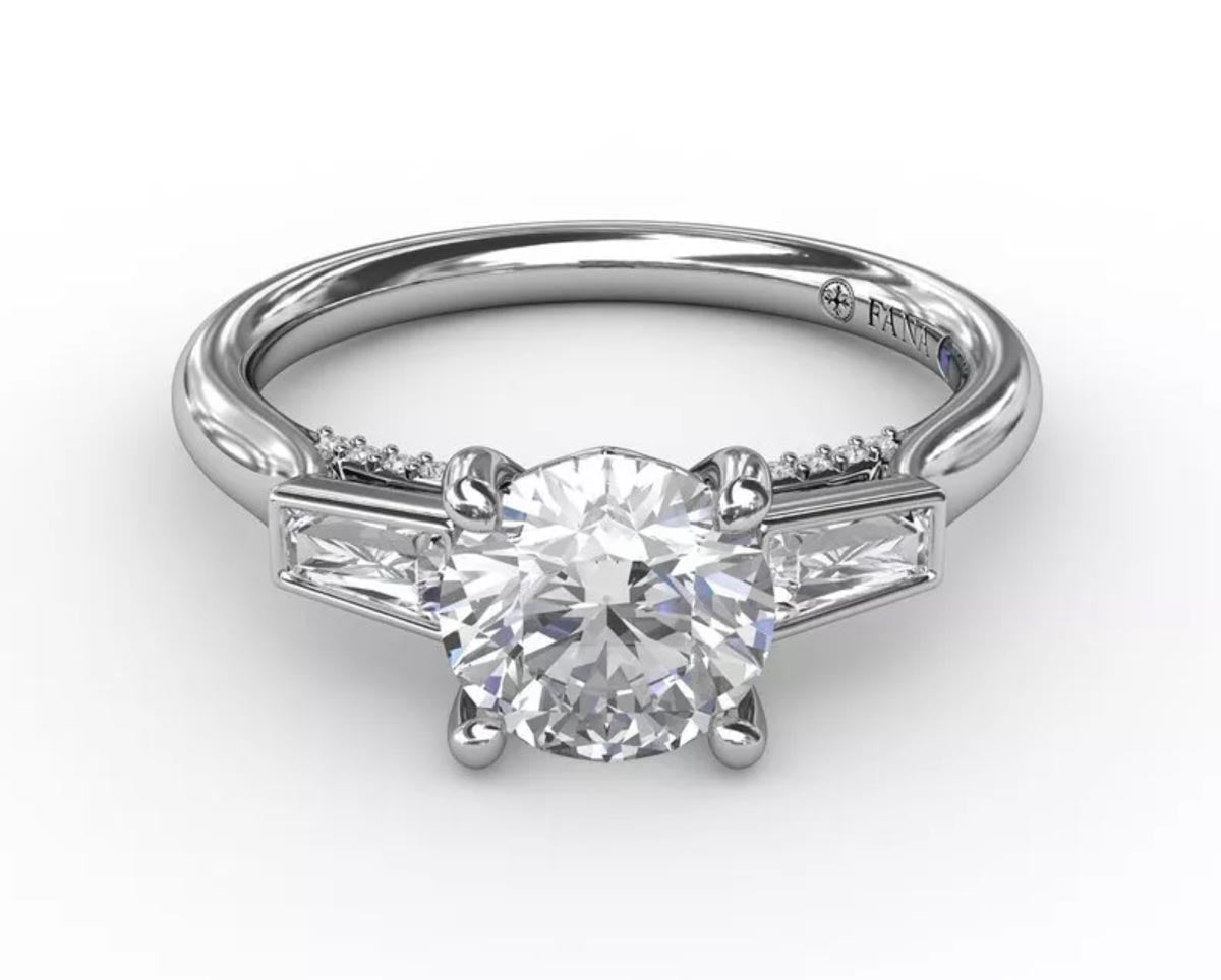 Fana Three Stone Baguette Diamond Engagement Ring Setting in 14kt White Gold (1/3ct tw)