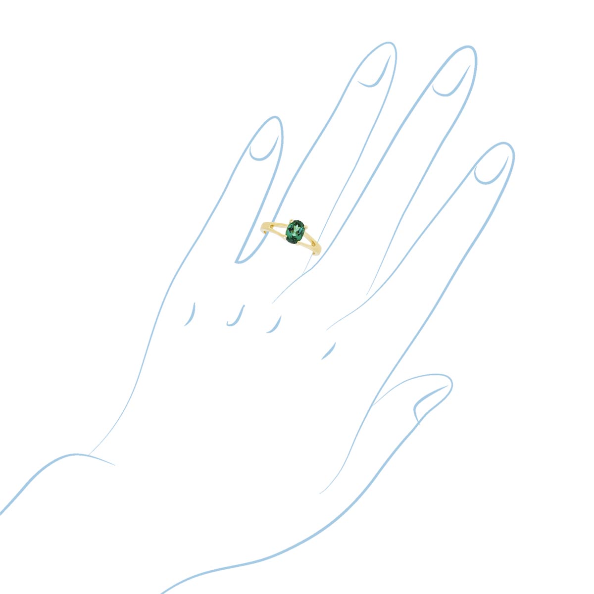 Maine Green Tourmaline Oval Ring in 14kt Yellow Gold
