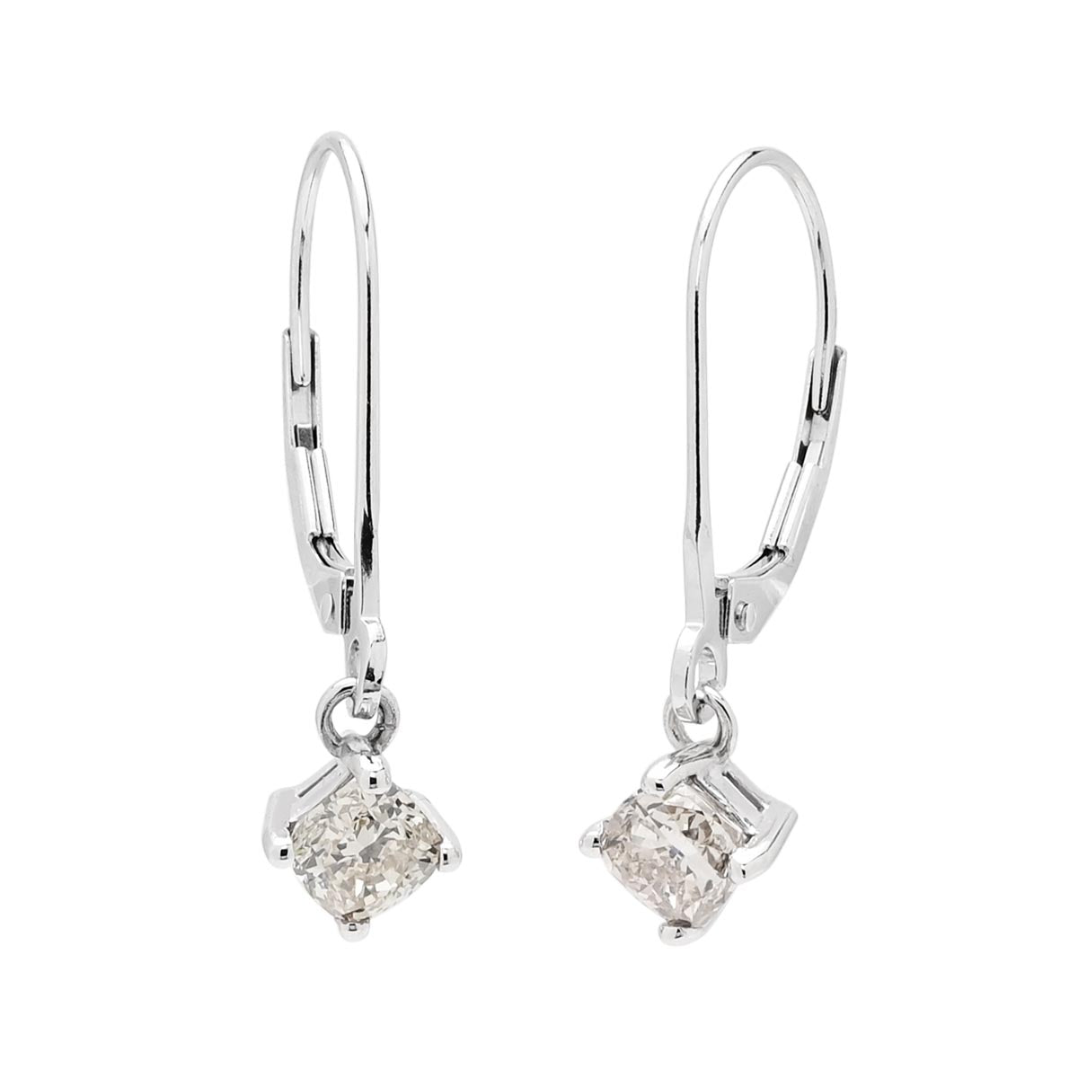 Cushion Cut Champagne Diamond Earrings in 14kt White Gold (1ct tw)
