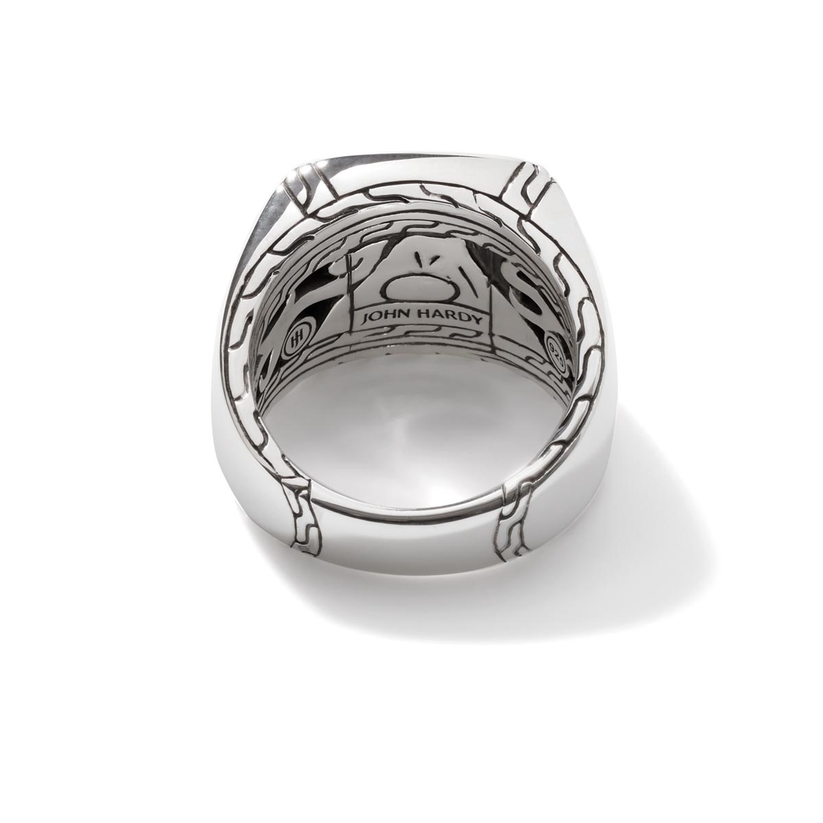 John Hardy Classic Chain Collection Mens Black Jade Carved Signet Ring in Sterling Silver (size 11)