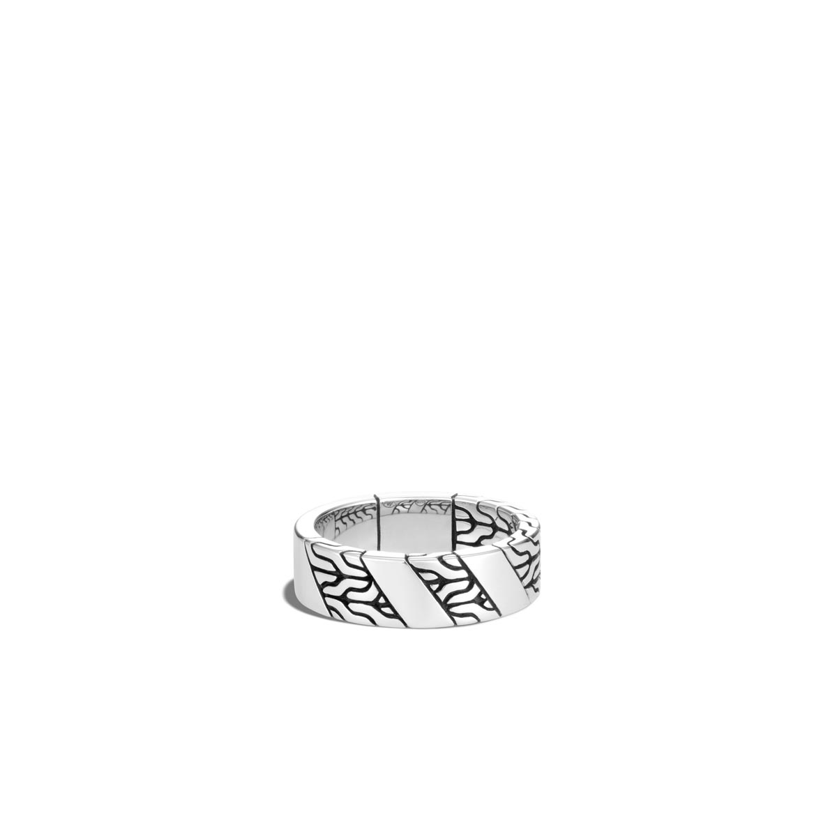 John Hardy Classic Chain Collection Mens Carved Band in Sterling Silver (size 10)