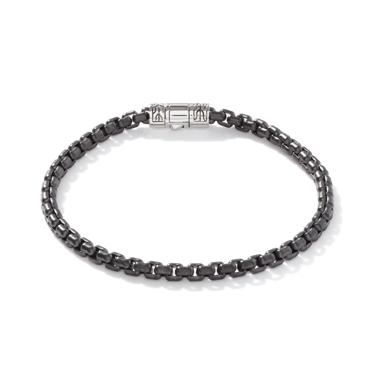 John Hardy Classic Chain Collection Box Chain Bracelet in Sterling Silver with Matte Black Rhodium