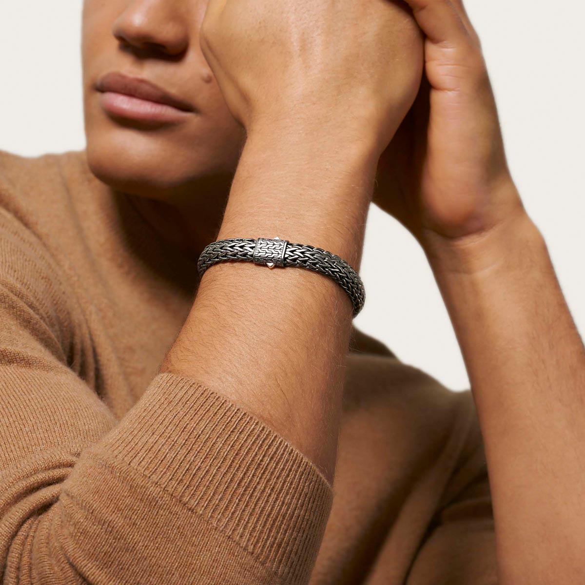 John Hardy Classic Chain Collection Bracelet in Sterling Silver with Matte Black Rhodium