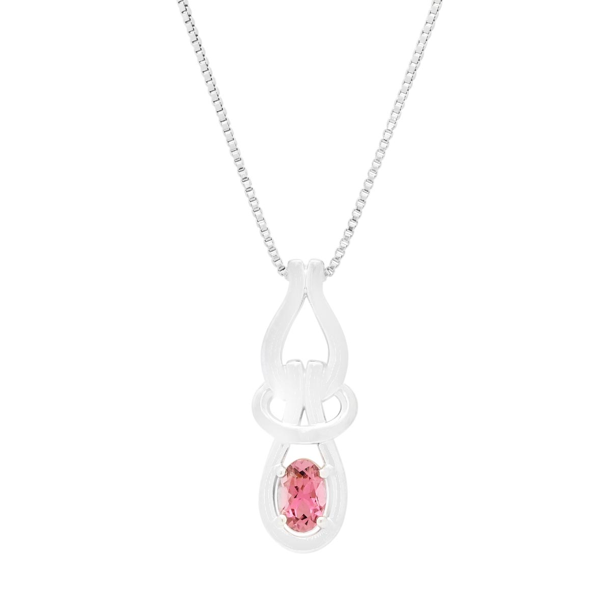 Maine Pink Tourmaline Knot Necklace in Sterling Silver