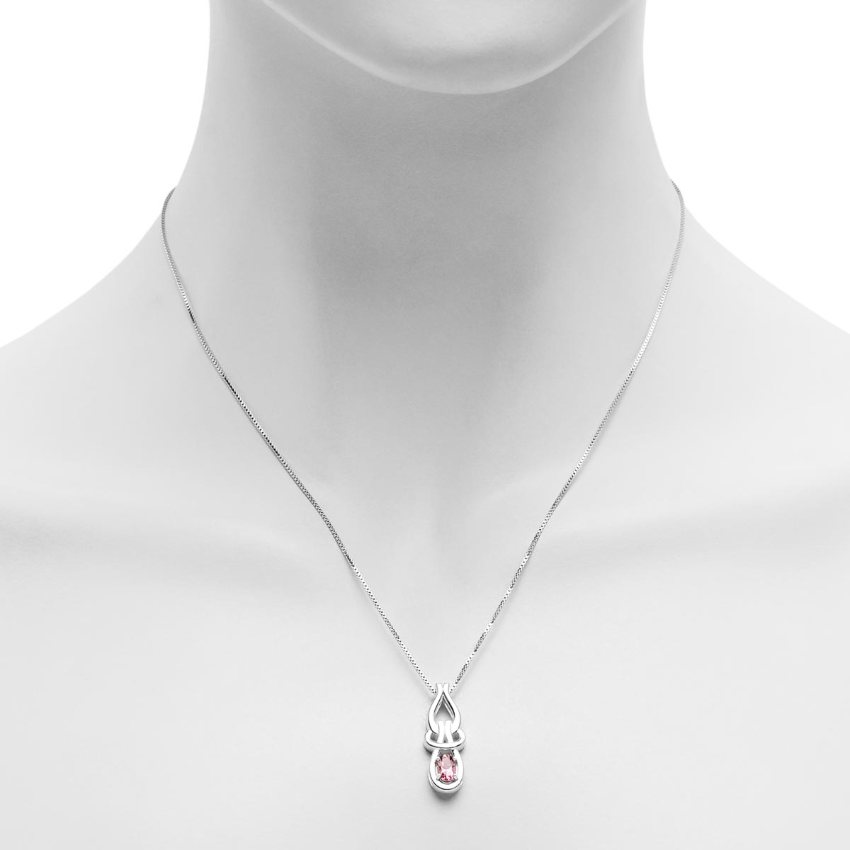Maine Pink Tourmaline Knot Necklace in Sterling Silver