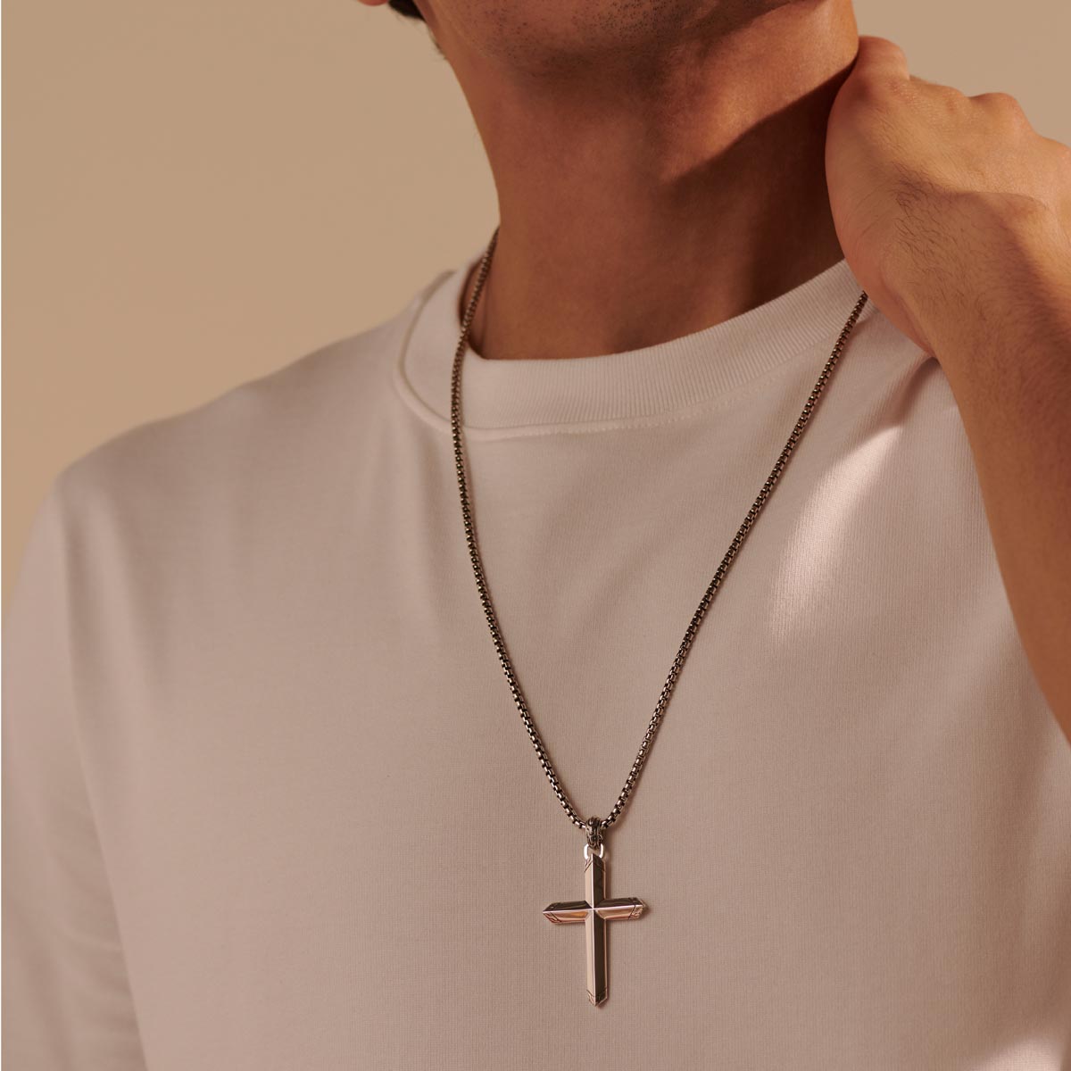 John Hardy Classic Chain Collection Mens Cross Necklace in Sterling Silver