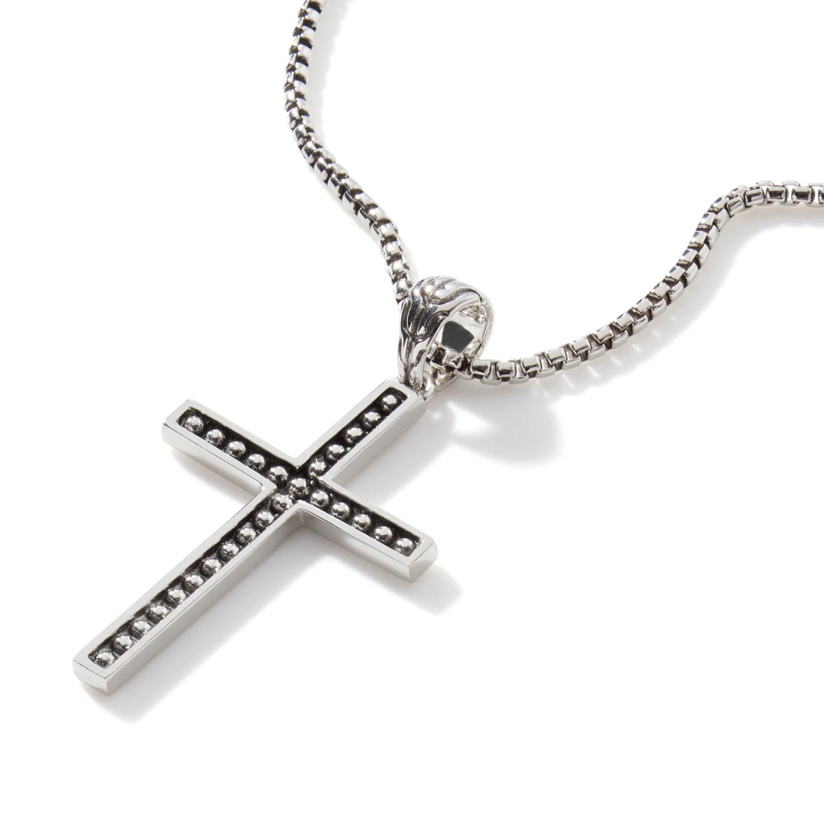 John Hardy Classic Chain Collection Mens Jawan Cross Necklace in Sterling Silver