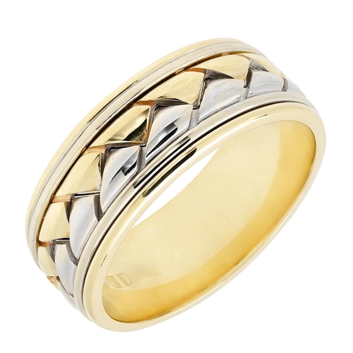 Estate Mens Wedding Band in 14kt Yellow and White Gold (8.7mm)
