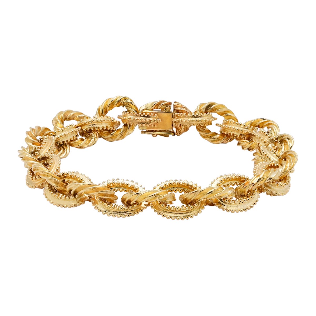 Estate Fancy Oval Link Bracelet in 14kt Yellow Gold (7.5 inches)