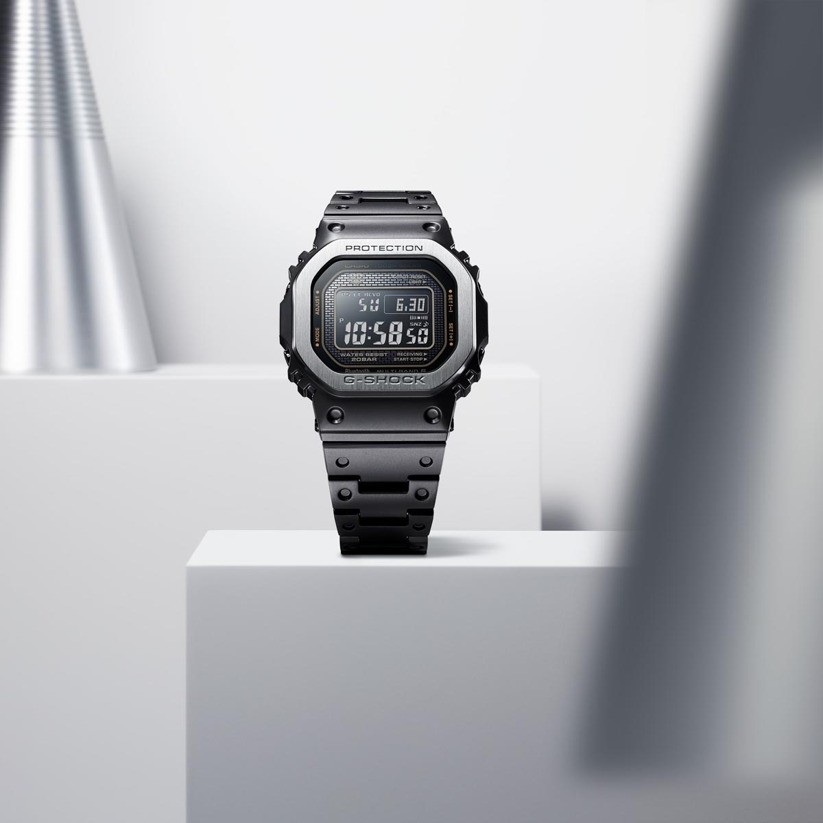G Shock Full Metal 5000 Mens Watch with Black Dial and Black Ion Plated Bracelet (solar movement)