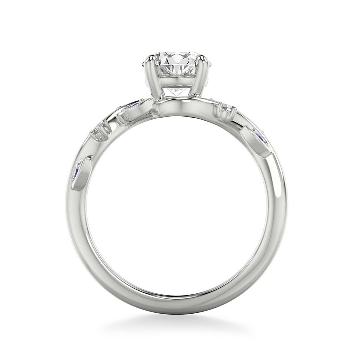 Artcarved Contemporary Floral Diamond Engagement Ring Setting in 14kt White Gold with Sapphires and Diamonds (.04ct tw)