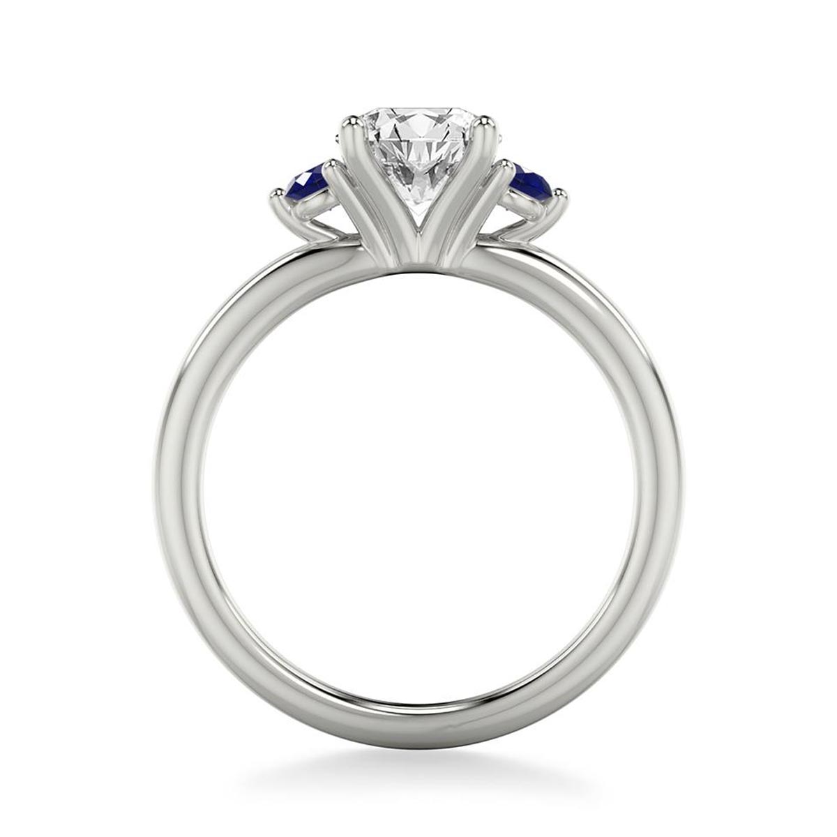 Artcarved Classic Three Stone Diamond Engagement Ring Setting in 14kt White Gold with Sapphires