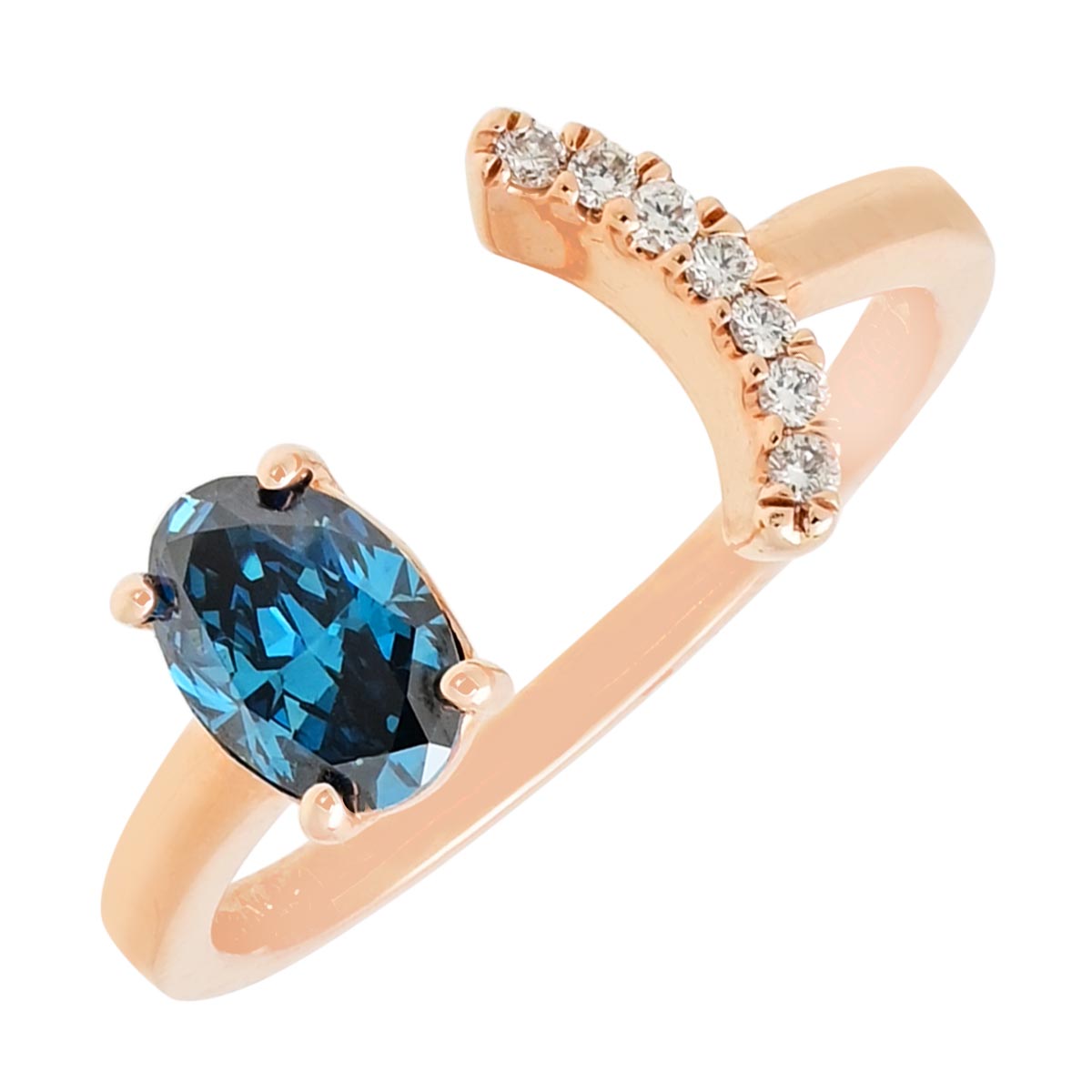 Blue and White Diamond Fashion Ring in 14kt Rose Gold (5/8ct tw)